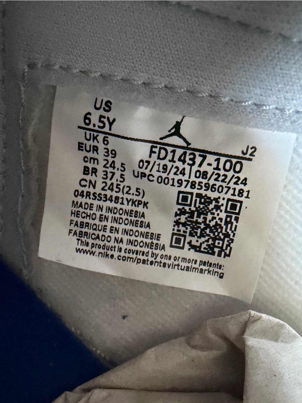 AIR JORDAN 1 RETRO HIGH OG "RARE AIR" BIG KIDS 6.5Y = 8 Women’s - Picture 13 of 15